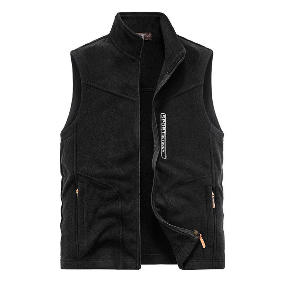 (black, 5XL) Plus Size Men's Fleece Vest Casual Fleece Thermal Vest Vest Jacket