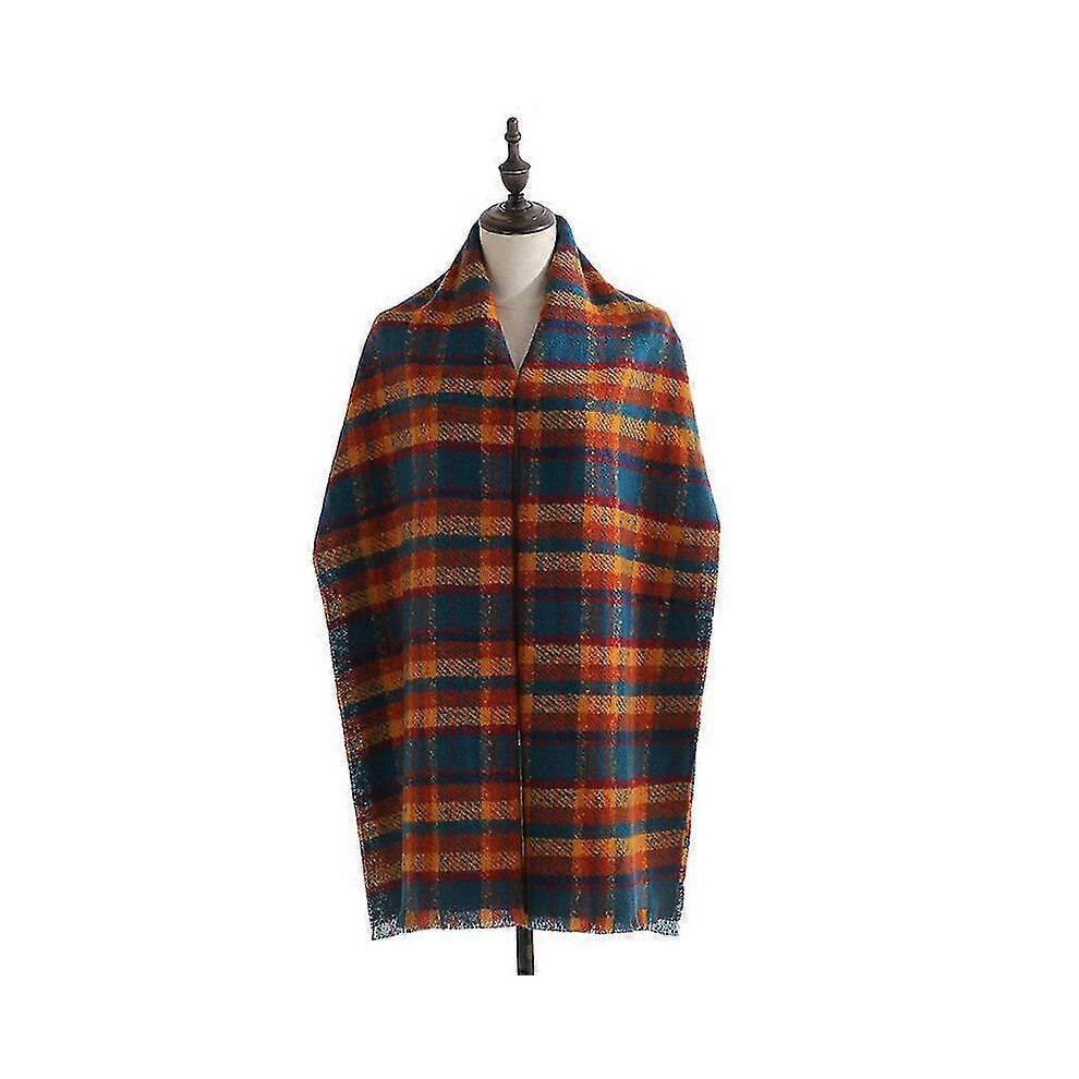 Women Tartan Scarf Winter Long Plaid Scarves Warm Check Wraps Pashmina Wool Shawls Blanket for Ladies Spinning Tassel Oversized Stole1pcsorange