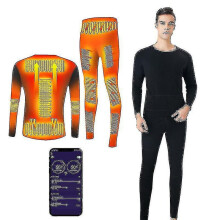 (male-L) Heating Thermal Underwear Set For Men ,usb Electric Heated Underwear Base Layer Top And Bottom Long Johns Set T
