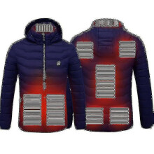 (3XL, Blue) Heated Jacket, Winter Outdoor Warm Electric Heating Coat, 8 Heating Zones