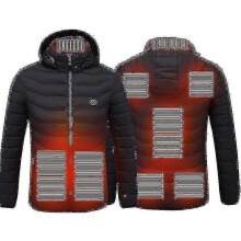 (S, Black) Heated Jacket, Winter Outdoor Warm Electric Heating Coat, 8 Heating Zones