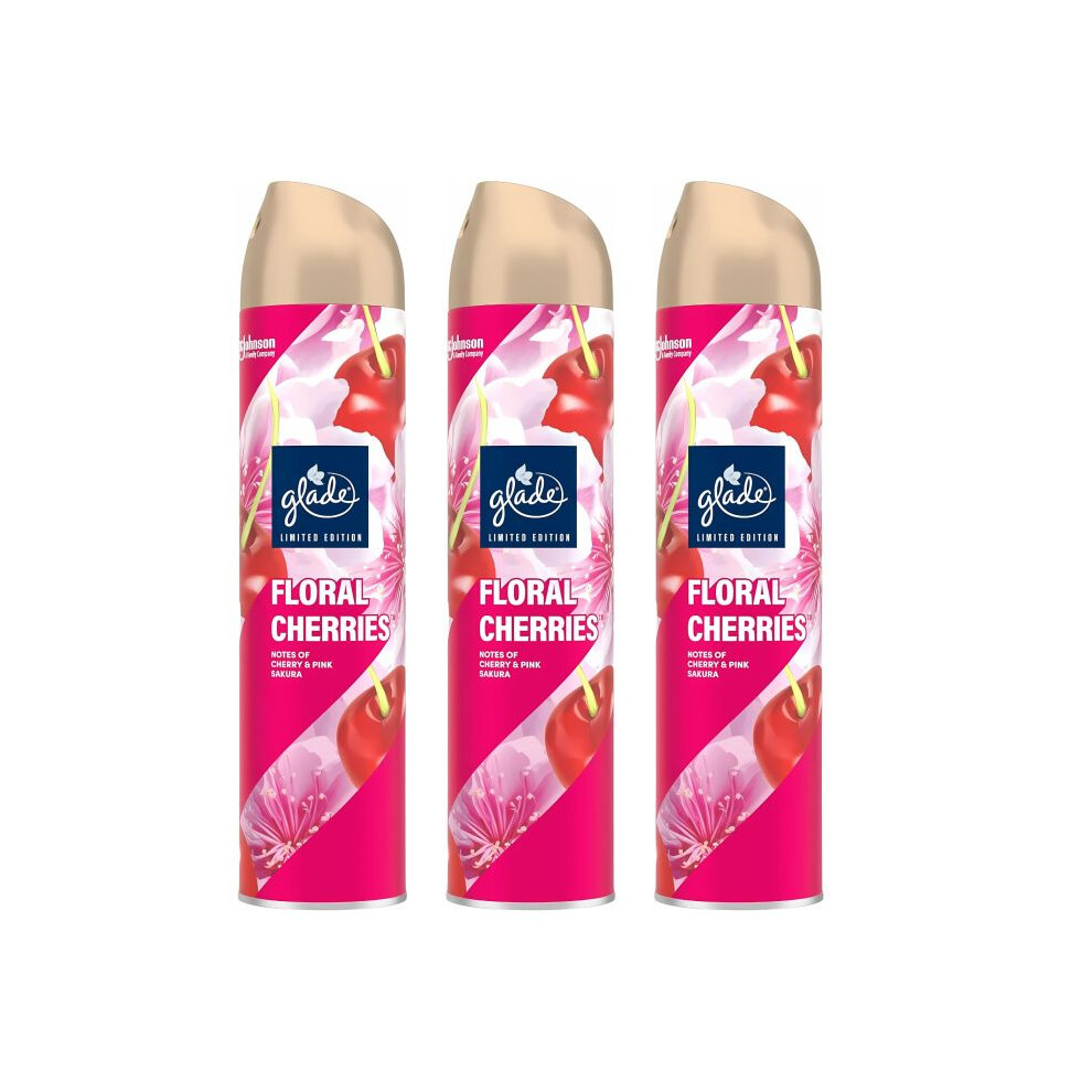 3 x Glade Aerosol Air Freshener 300ml - Floral Cherries