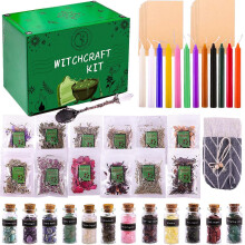 Witchcraft Supplies Kit Box for Witches Spells Healing Crystals Jars Dried Herbs And Magic Spell Candle