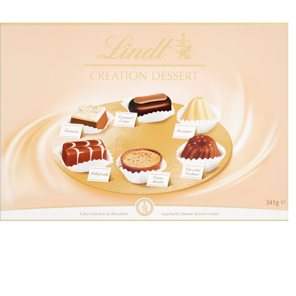 Lindt Creation Dessert 40 Assorted Fine Dark Milk and White Chocolate Box Large 341g hristmas, Birthday Celebrations, Congratulations