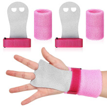 4 Pcs Gymnastics Grips And Wristbands Bar Grips Palm Protection And Wrist Support Bands For Kid's Workout Exercise