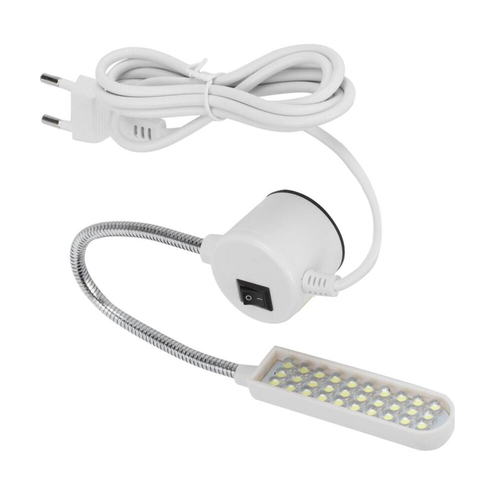 (white) Sewing Machine Led Lamp 30 Beads Gooseneck Work Light With Magnetic Base Eu Plug Ac110â250v