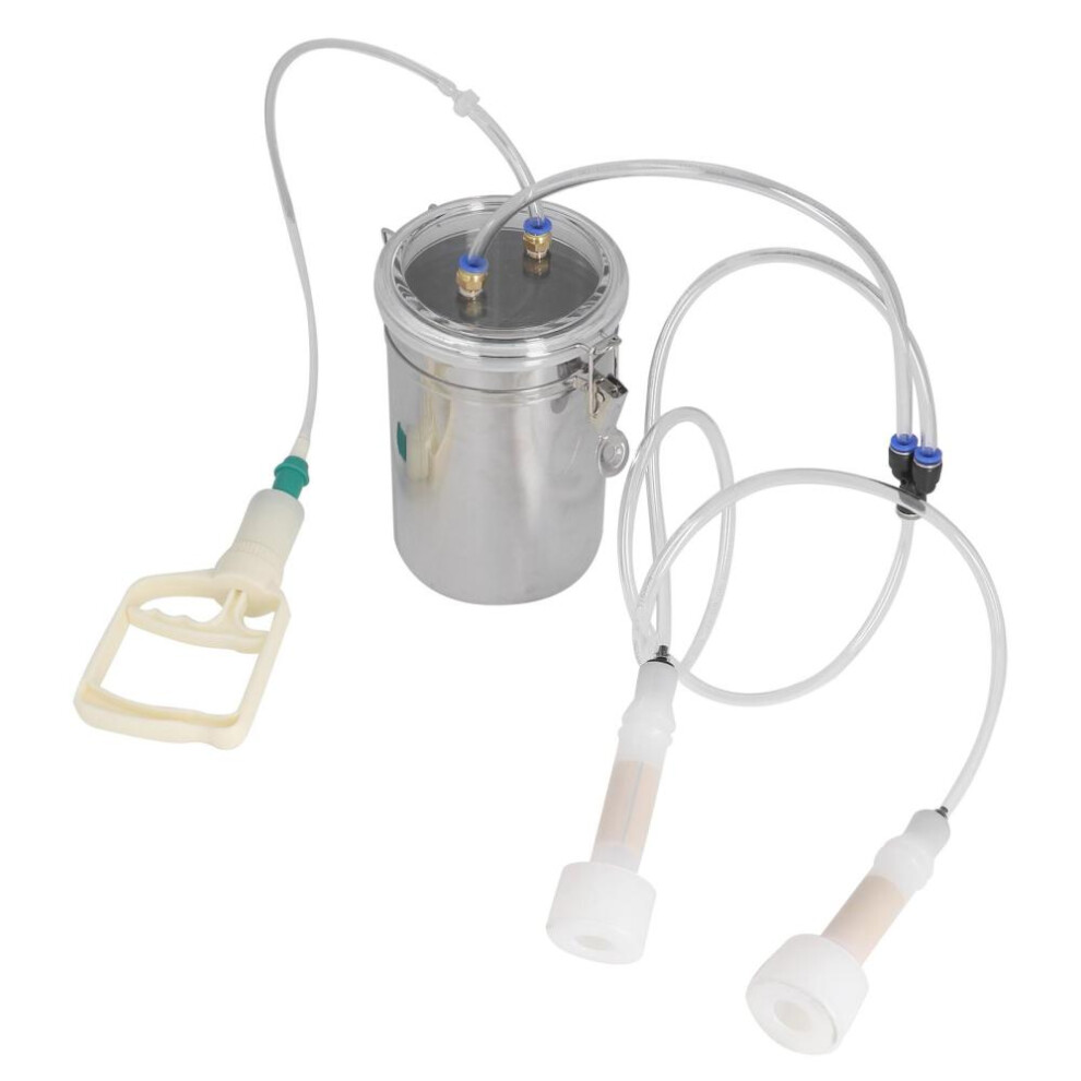 (as the picture) Manual Milking Machine 2000ml Effort Saving Control Stainless Steel Bottle Portable Milking Kit For Milk Plant Farm