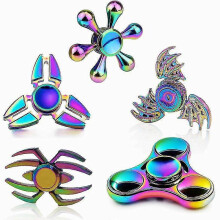(D) Rainbow Metal Finger Spinner Bearing Spinner Toy Adult Toys For Children Electroplate Hybrid Bearing Fidget Spinner Funny Toys