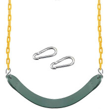 Heavy Duty Swing Seat Green with 66 Inch Chain, Swing Accessory Replacement with Snap Hooks for Kids