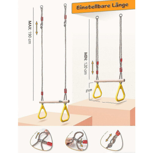 Kids Trapeze Bar with Gym Rings for Climbing Frame 1