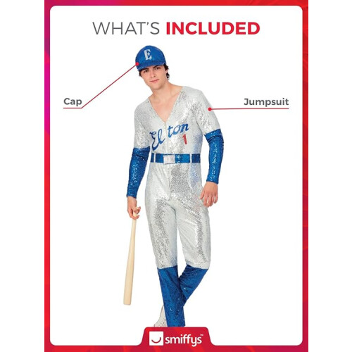 Smiffy's Elton John Deluxe Sequin Baseball Costume - 42/44" chest 2