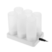 4pcs/set Rechargeable LED Flickering Flameless Candles Tealight Candles Lights with Frosted Cups Charging Base Yellow Light AC100-240V(with batteries)