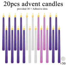 (Advent Set, 20pcs set of 4) 4~48pcs LED Advent Candles Set of 4 or 5 Christmas Taper Flameless candle with Advent Wreath Purple Pink White Church Flickering
