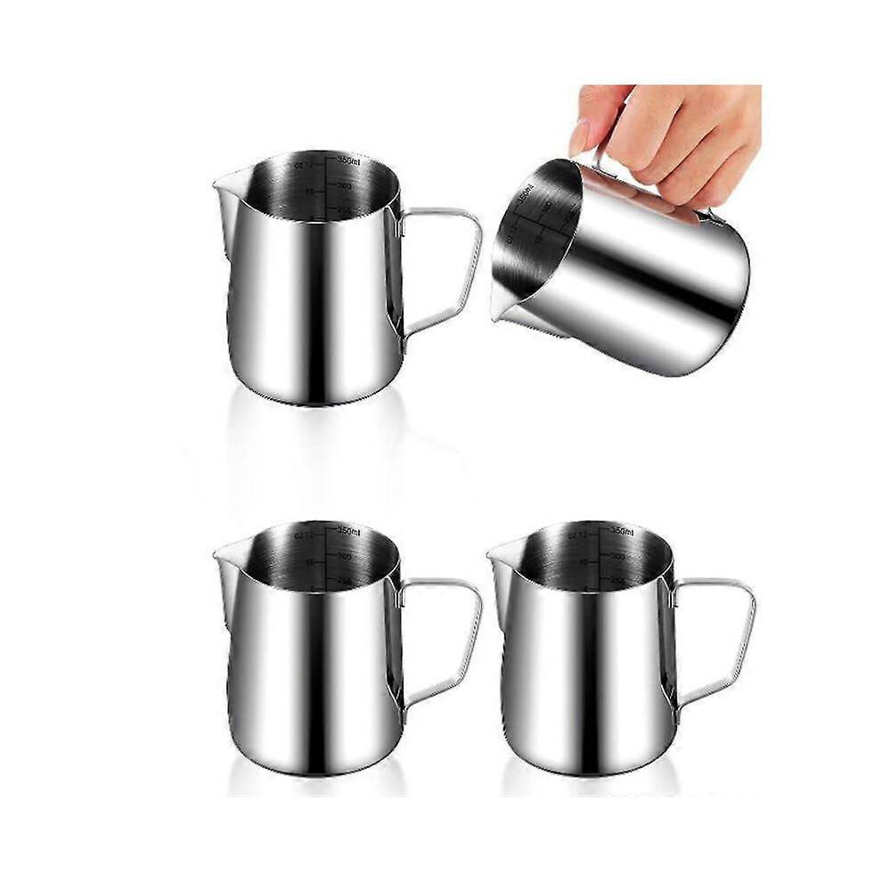 4 Pcs Milk Frothing Pitcher Espresso Steaming Pitchers 12 Oz Stainless Steel Milk Frother Cup Milk Frother Steamer Cup-image