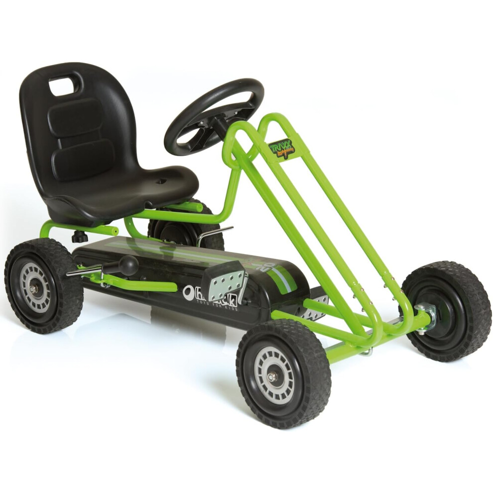 hauck Lightning, Green - Go Kart for Kids Age 4 to 8 up to 50 kg, Girls & Boy Ride-On Race Car with Rubber Tyres