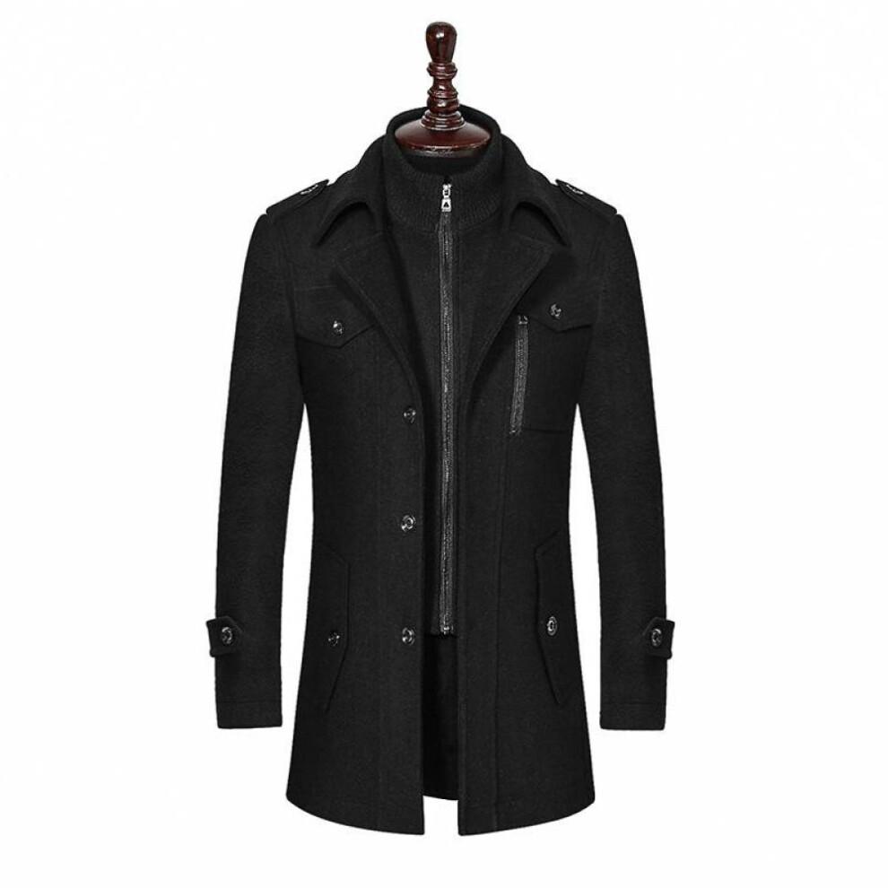 (black, XXXXL) Trench Coat For Men Woolen Coat For Men Jackets For Men Fashion Jacket&coat Mens Coat Double Collar Coat Cold-proof Jacket