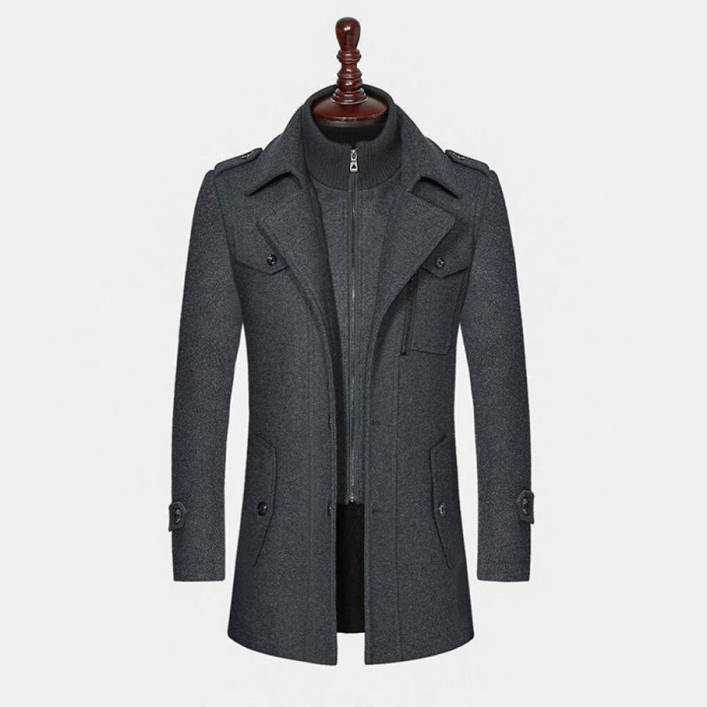 (grey, M) Trench Coat For Men Woolen Coat For Men Jackets For Men Fashion Jacket&coat Mens Coat Double Collar Coat Cold-proof Jacket