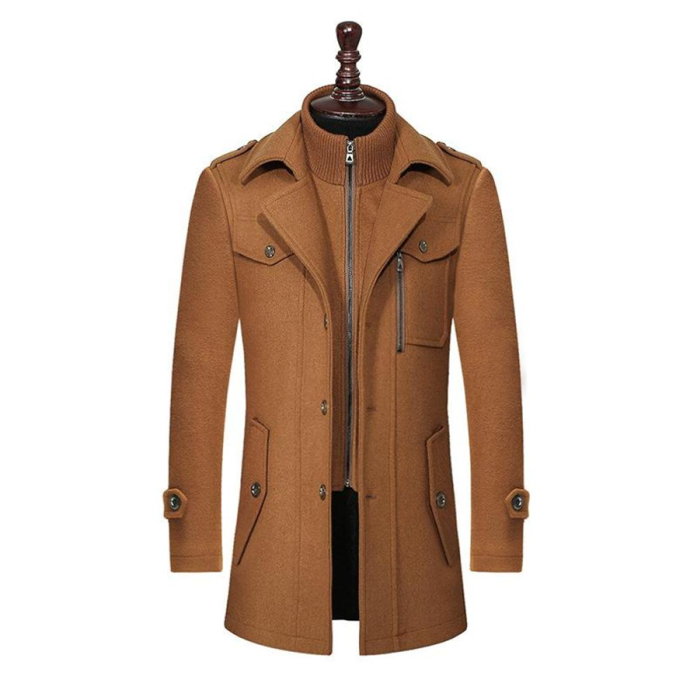 (khaki, XXXXL) Trench Coat For Men Woolen Coat For Men Jackets For Men Fashion Jacket&coat Mens Coat Double Collar Coat Cold-proof Jacket