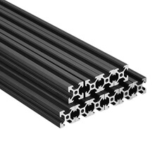 DealMux 10 Pcs V Slot 2020 Aluminum Extrusion European Standard 1500mm 59 Inch Length Anodized Rail Black for CNC DIY 3D Printer and Industrial