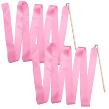 (Pink, 444X6cm) 2pcs 4m Colorful Rhythmic Gymnastics Ribbon Dancing Gymnastics Ribbon Dancing Streamers For Kids Children (pink)