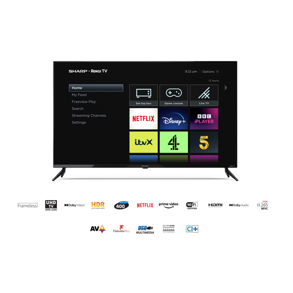 Sharp 4T-C43FJ2KL1FB 43" 4K Ultra HD LED Roku TV