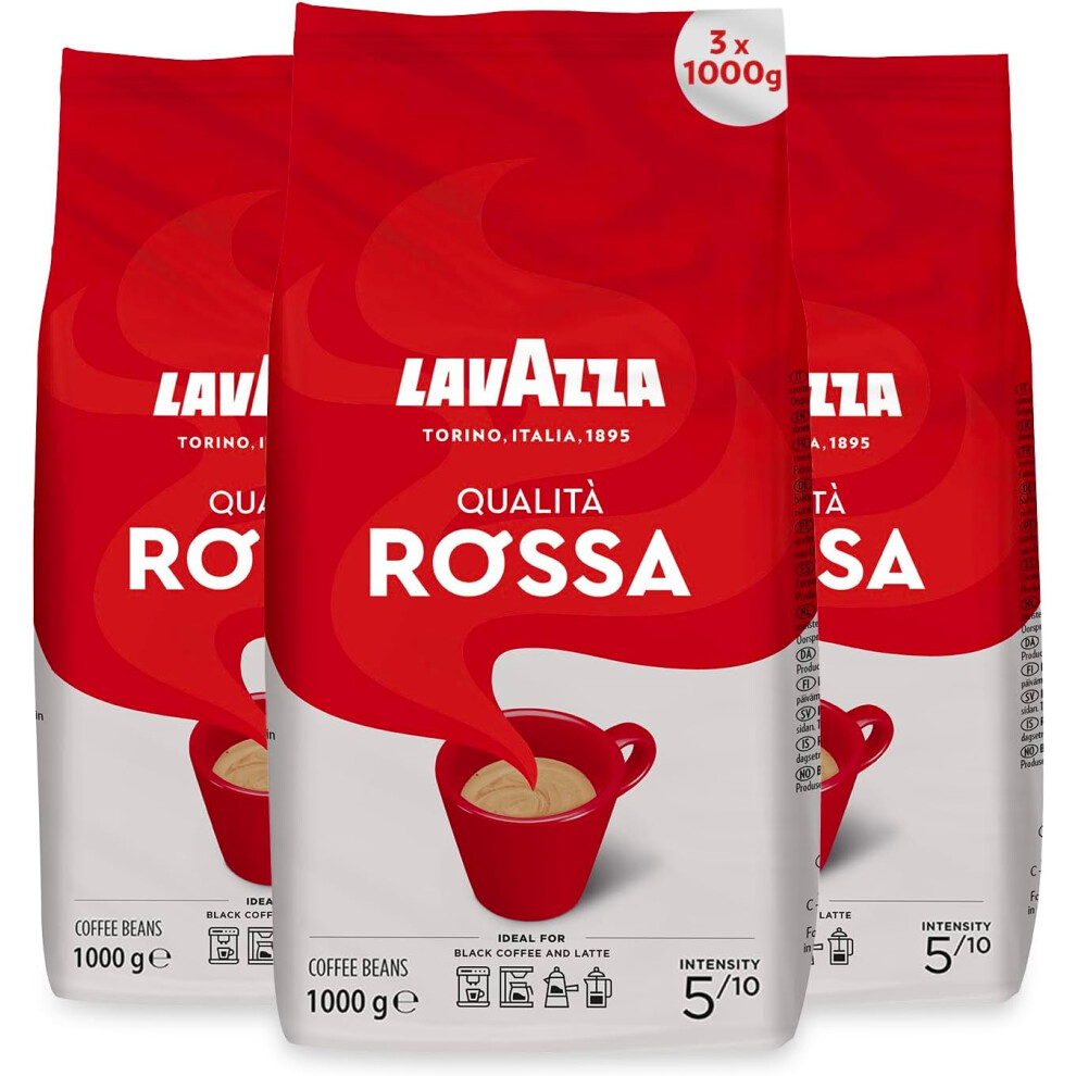 Lavazza Qualita Rossa Coffee Beans 1Kg (3 Bags)