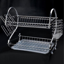 Dish Drying Rack 2-tier Stainless Steel Drainer Kitchen Storage Bowl Holder