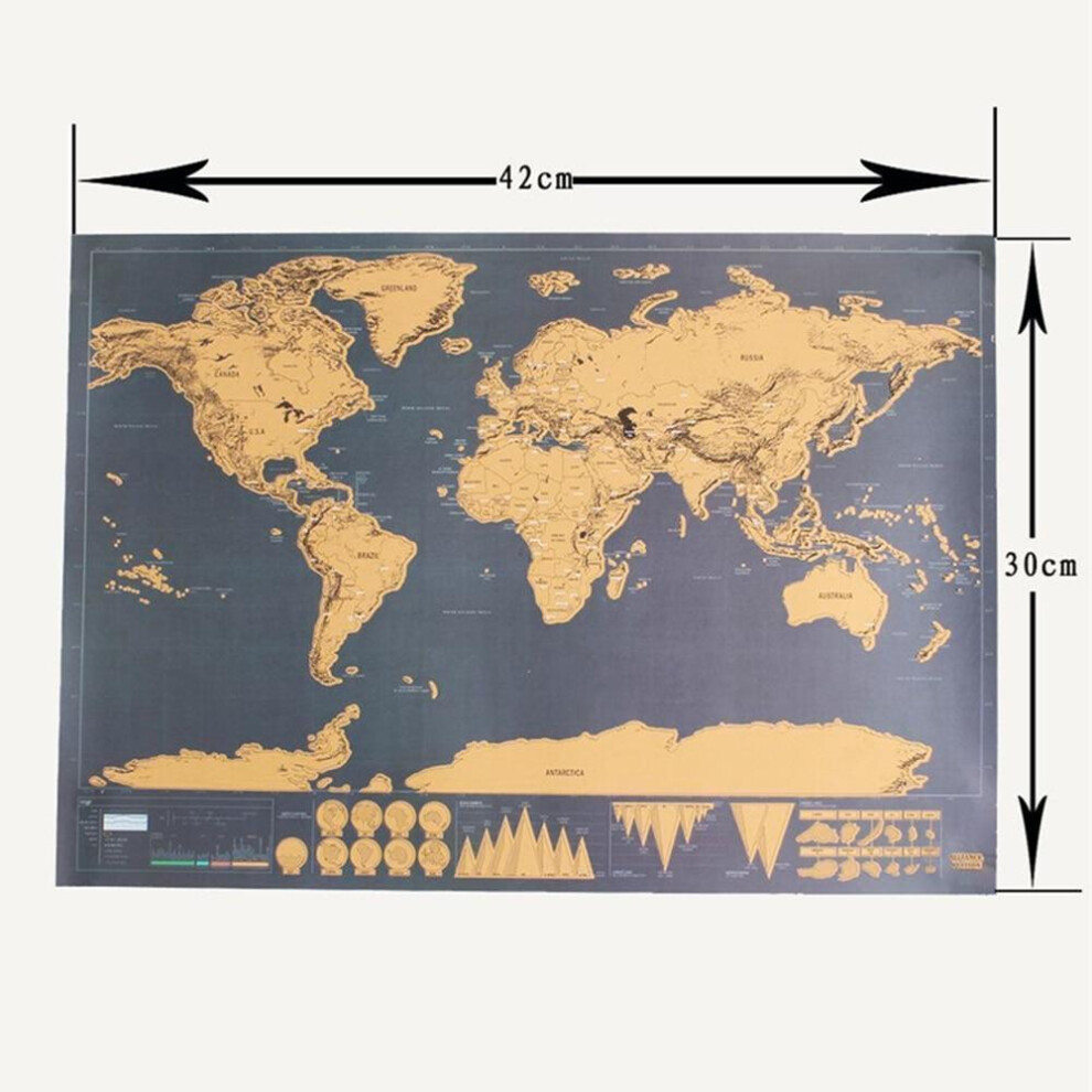 (as the picture) 42*30 Cm Scratch Off Journal Vintage Map Of The World Wall Globe Map Personalized Atlas Poster With Country Flag Decoration Wbl