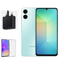 (Light Green) Samsung Galaxy A06 4GB 64GB Dual Sim Unlocked with Samsung Official 25W UK charger Retail pack and clear case - Refurbished