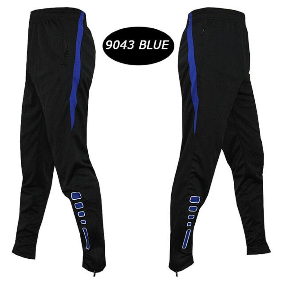 (blue, S) Mens Sport Drawstring Jogging Fitness Casual Pants Football Sportswear Bottoms Tracksuit Skinny Trousers Track Pant With Zipper Pocket Sweatpants