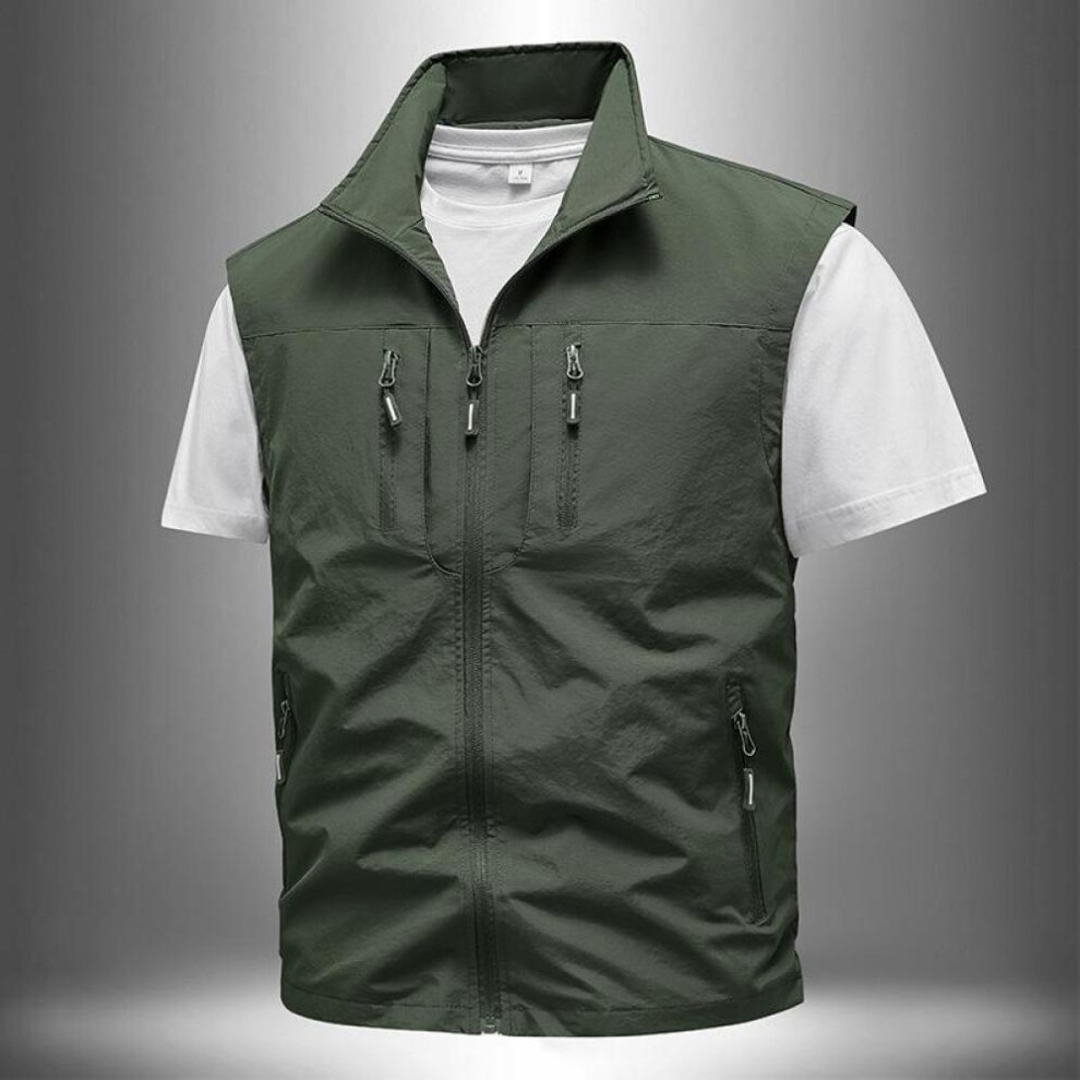 (army green, XXXXXL) Plus Size Vest For Men&apos;s Middle-aged Outdoor Fishing Summer Camisole Casual Thin Workwear Vest