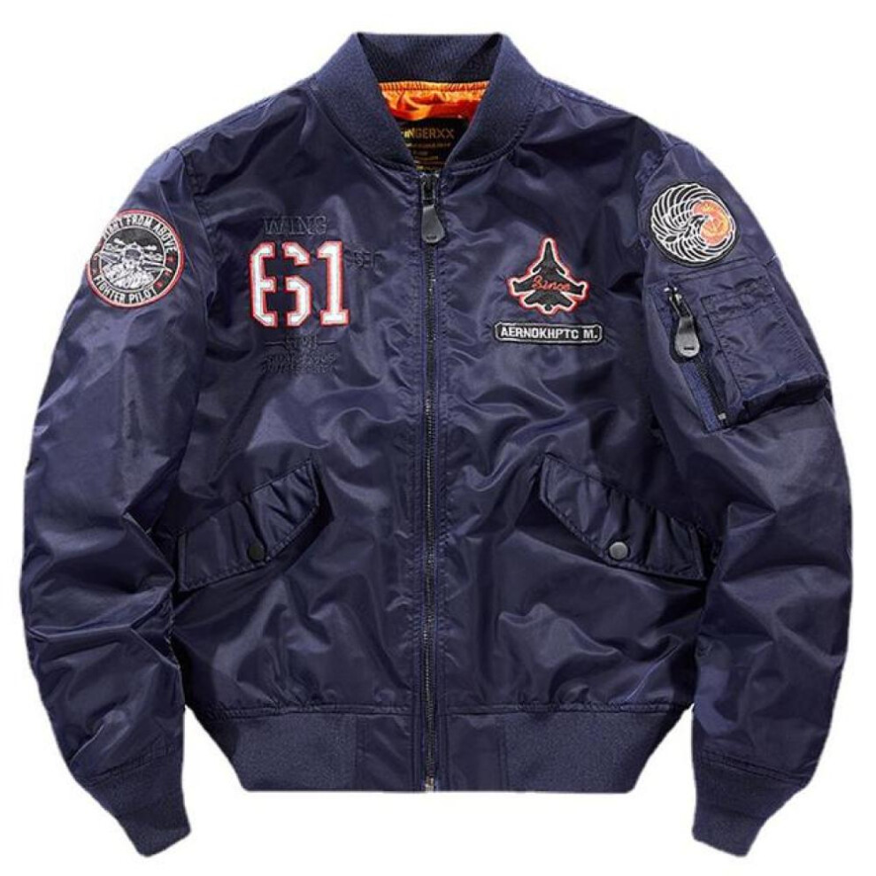 (blue, XXL) Men&apos;s Jackets Coats Bomber Jacket Men Pilot Flight Jackets Hip Hop Streetwear Gray Navy Black Plus Size Air Force Jacket Male