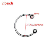 (2 beads-M) 2/4/6/10 Rotatable Metal Beads Penis Cock Rings Delay Ejaculation 5 Sizes Metal Male Prolonged Pleasure Ring Round Bead Cock Ring Sex Toys