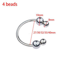 (4 beads-XL) 2/4/6/10 Rotatable Metal Beads Penis Cock Rings Delay Ejaculation 5 Sizes Metal Male Prolonged Pleasure Ring Round Bead Cock Ring Sex Toys