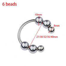 (6 beads-M) 2/4/6/10 Rotatable Metal Beads Penis Cock Rings Delay Ejaculation 5 Sizes Metal Male Prolonged Pleasure Ring Round Bead Cock Ring Sex Toys