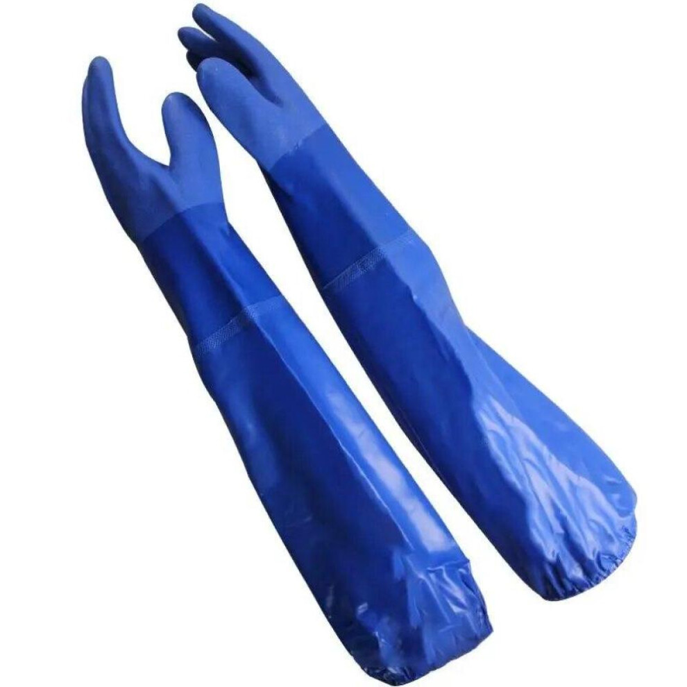 Winter Pvc Waterproof Long Arm Protective Gloves Oil Resistant Wear-resistant Fishing Catch Gloves