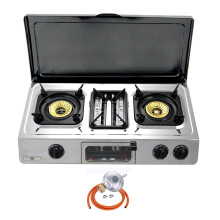 (Butane 28mbar Screw-on) G-87C Portable Camp Gas Stove 2 Burner Grill Oven