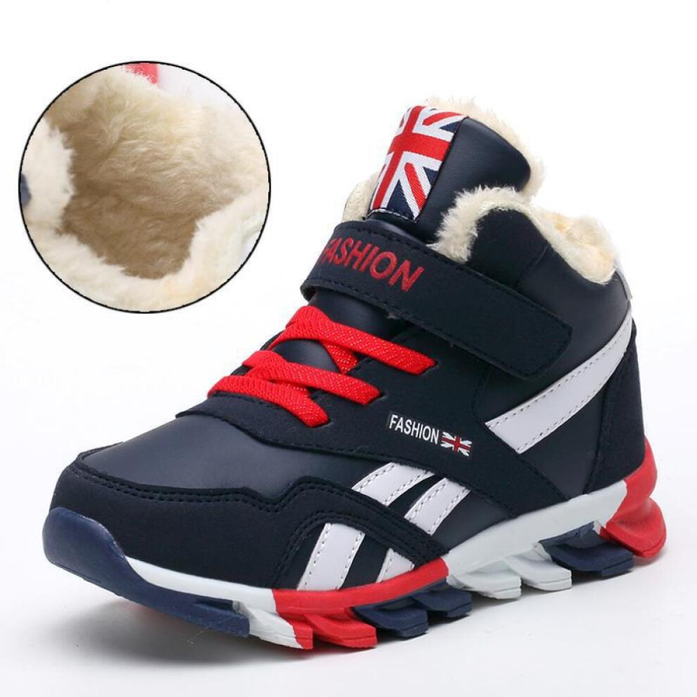 (dark blue, 33) Winter Waterproof Snow Boots Boys And Girls Warm Shoes Boys Casual Shoes