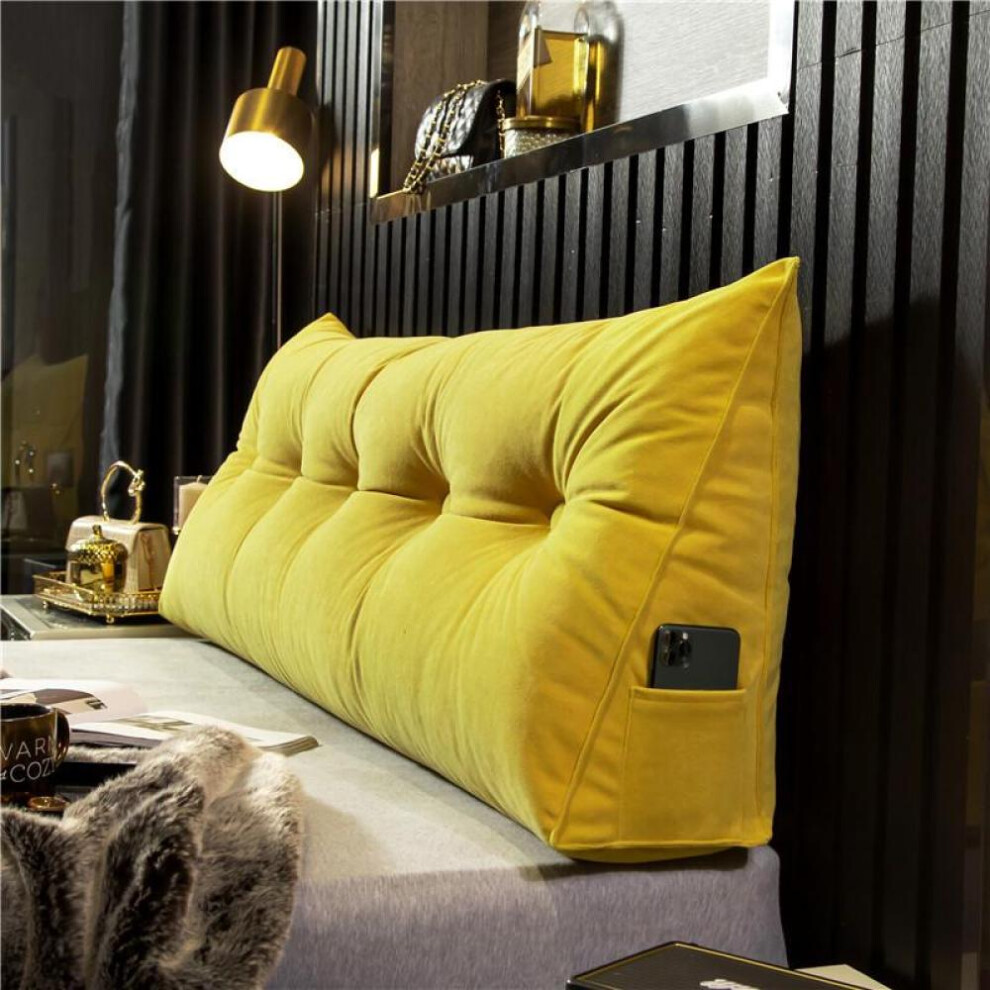 (yellow, 60 * 50 * 20cm) Headboard Pillow Triangle Cushion Backrest Pain Relief Sofa Waist Cushion Wedge Sleeping Pillow For Decorative Pillows For Bed