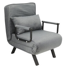 (Grey) 4 In 1 Folding Foldable Single One Seater Padded Lazy Sofa Chair Bed Chaise Lounger Couch Recliner Sleeper With Pillow In 3 Colours