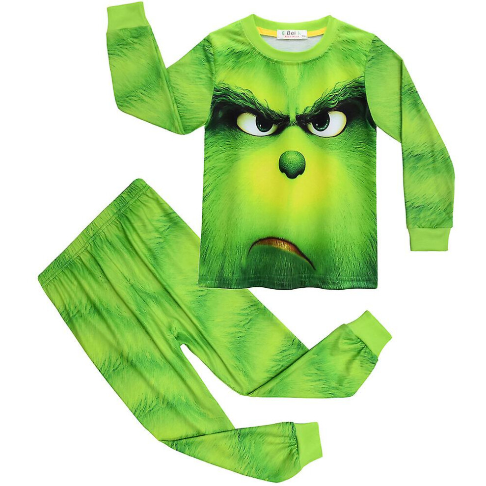 (B, 7-8 Years) 4-9 Years 4-9 Years Kids Christmas The Grinch Printed Pyjamas Pajamas Top Pants Pjs Set Sleepwear Nightwear Loungewear Boys Girls Xmas Gift
