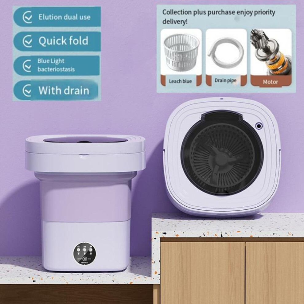 (purple, AU Plug) 9l Folding Portable Washing Machine Big Capacity With Spin Dryer Bucket For Clothes Travel Home Underwear Socks Mini Washer