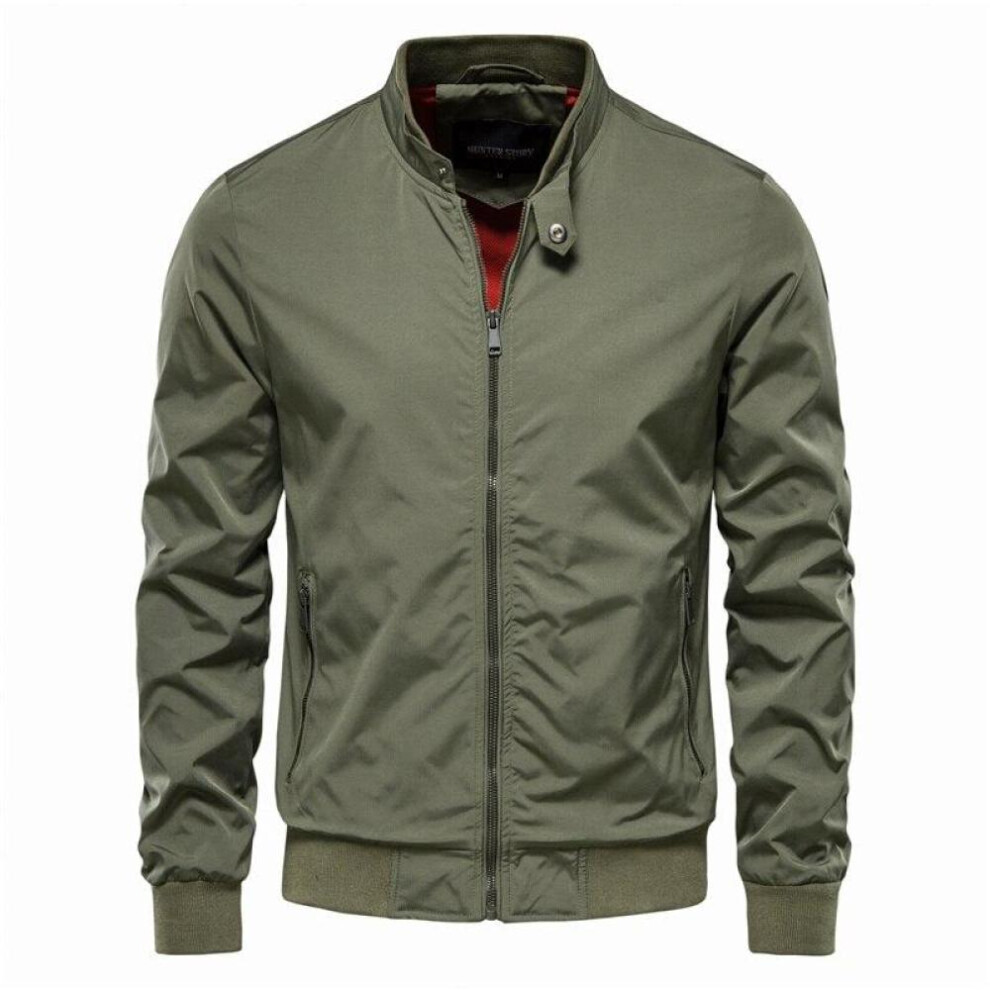(green, Asia M 50-55kg) Aiopeson New Autumn Solid Color Baseball Jacket Men Casual Stand Collar Fashion Quality Slim Fit Bomber Jackets For Men