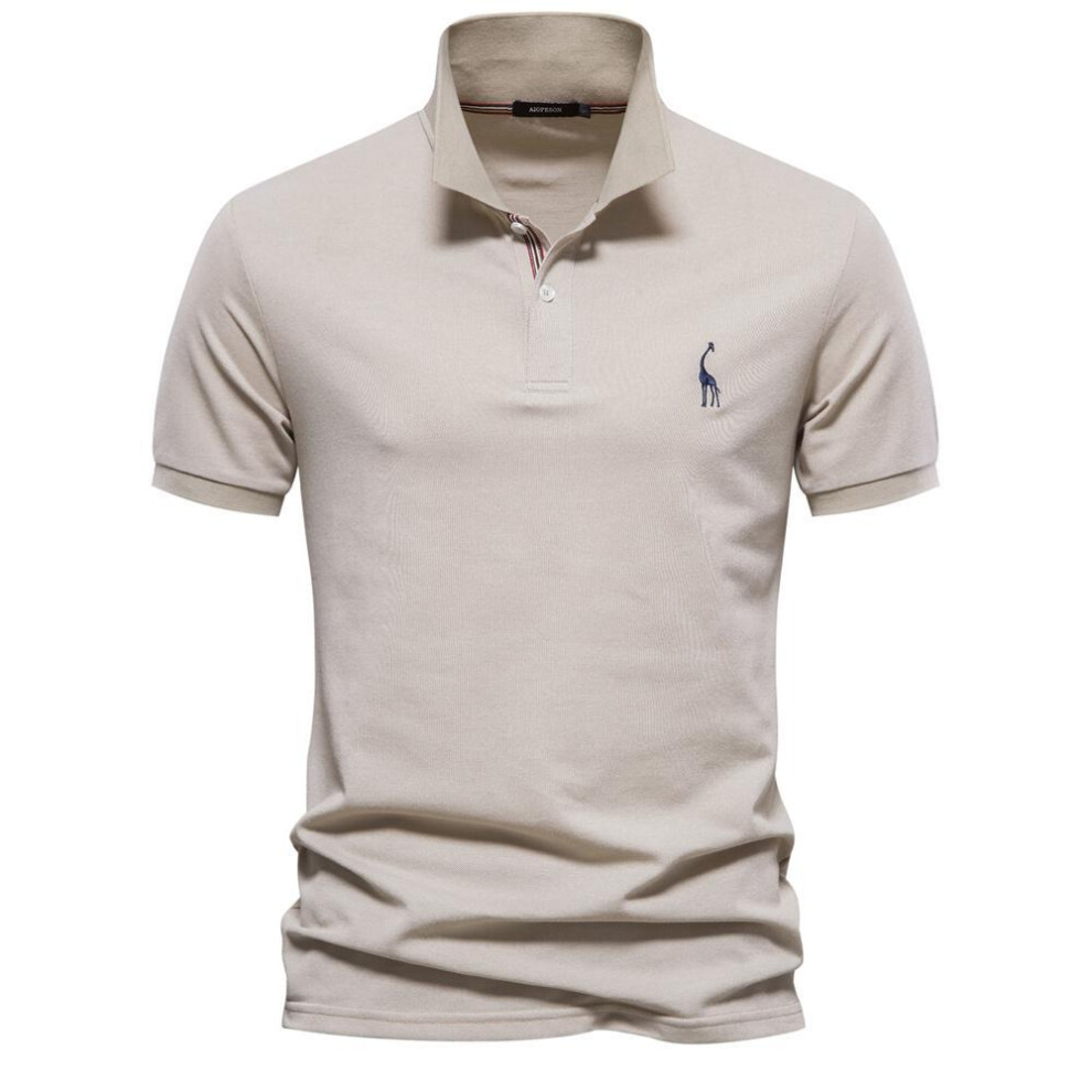(khaki, XXL 100-105kg) AIOPESON Brand Men&apos;s Original Polo Shirts Cotton Polo Shirts for Men Short Sleeve High Quantity Polo Men New Summer Clothing