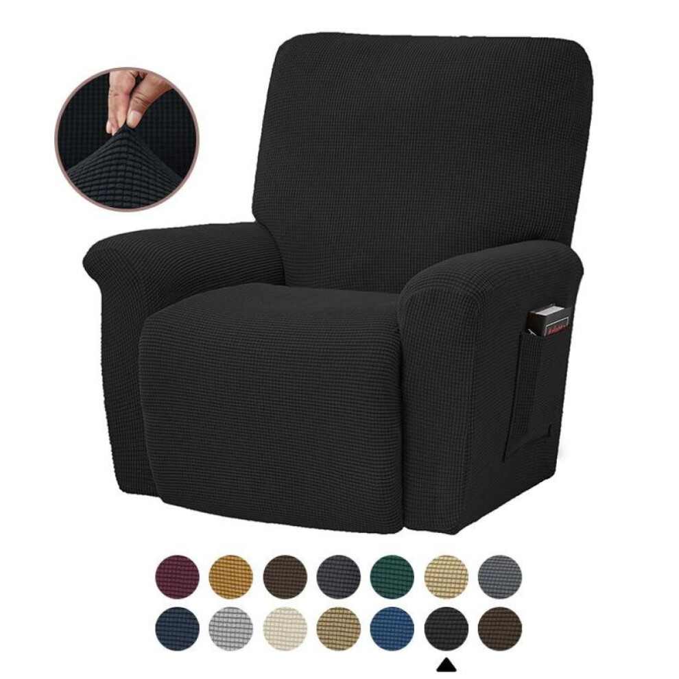 (black, 4PCS) Fashion Recliner Sofa Covers Elastic Armchair Sofa Cover Stretch Soft Couch Corn Kernels Slipcovers Chair Covering