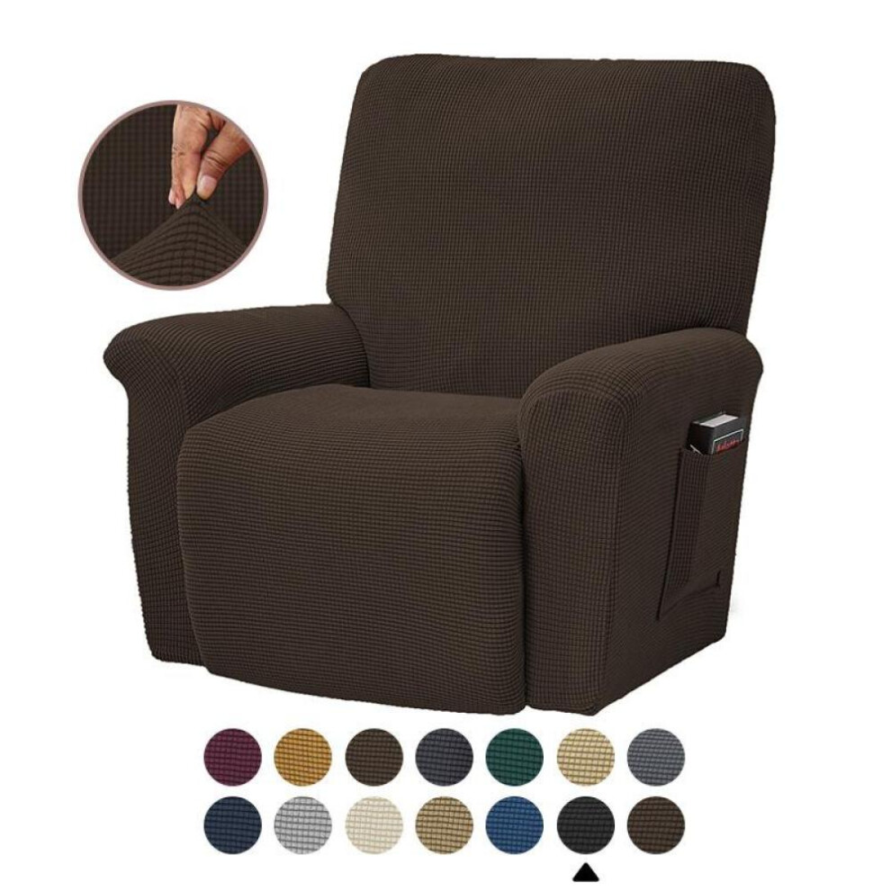 (brown, 4PCS) Fashion Recliner Sofa Covers Elastic Armchair Sofa Cover Stretch Soft Couch Corn Kernels Slipcovers Chair Covering