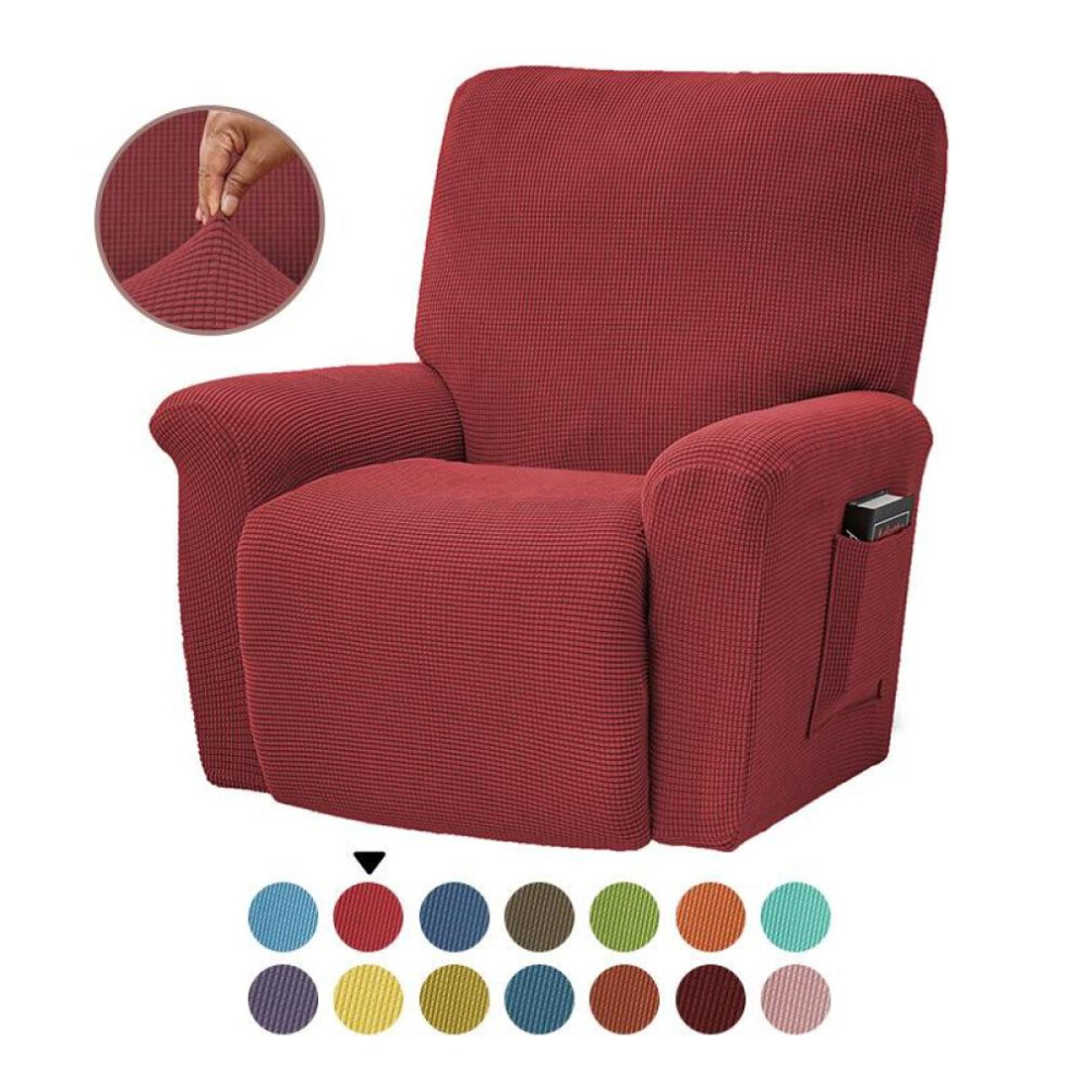 (red, 4PCS) Fashion Recliner Sofa Covers Elastic Armchair Sofa Cover Stretch Soft Couch Corn Kernels Slipcovers Chair Covering