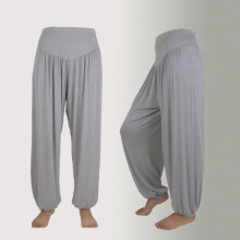 (gray, M) Womens Elastic Loose Casual Cotton Soft Yoga Sports Dance Harem Pants