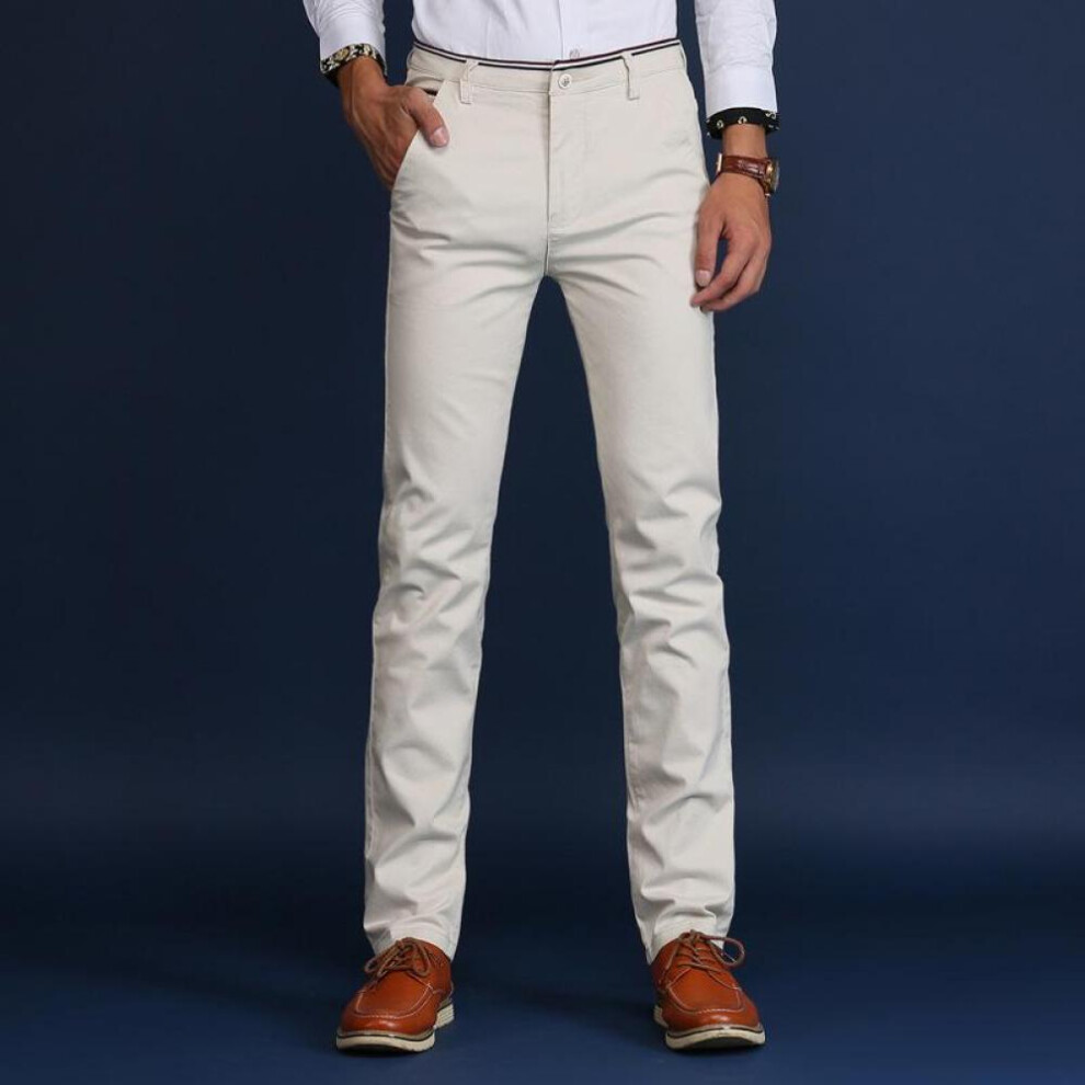 (white, 38) Men&apos;s Trousers Casual Business Uniforms Fashion Straight Pants
