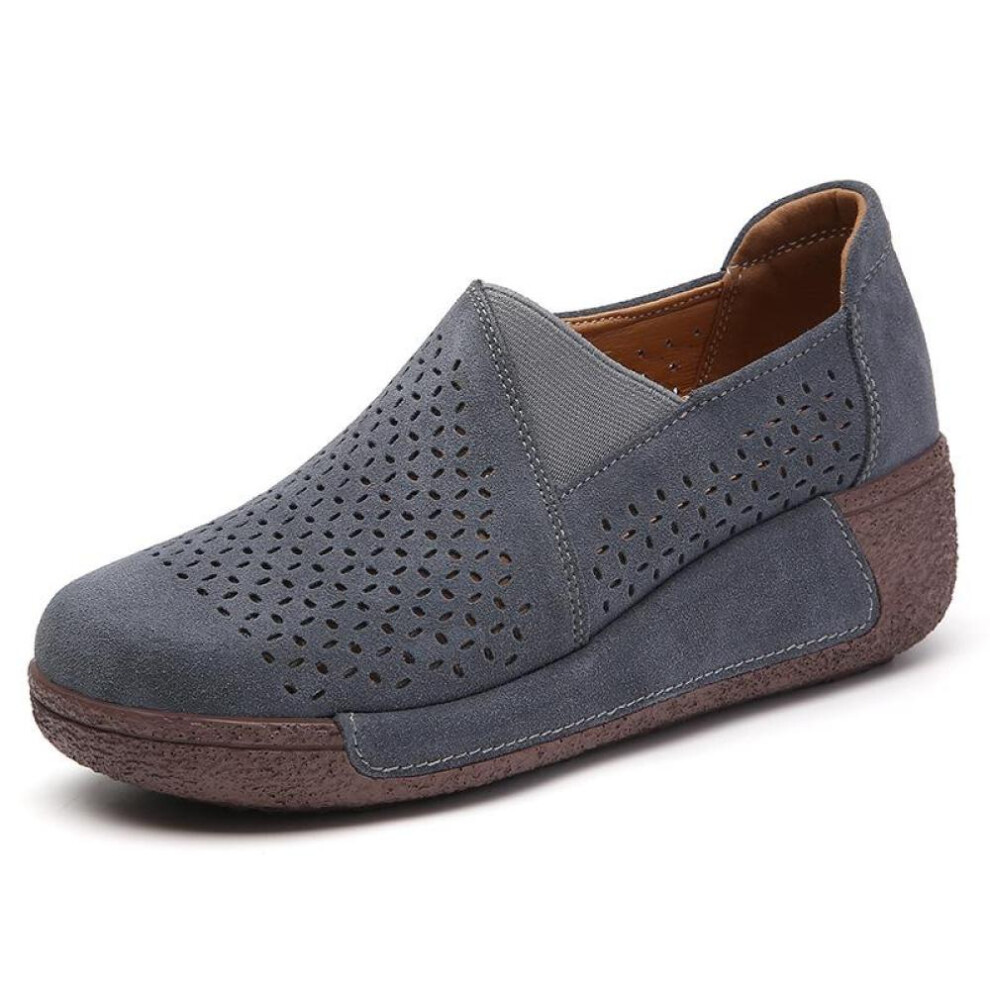 (dark gray, 39) Cow Suede Leather Ladies Loafers Autumn Women&apos;s Shoes Platform Flats Sneakers Female Moccasins Shoe Women Creepers Slip On Shoes